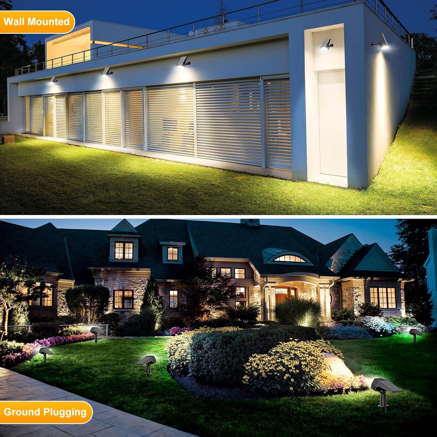 Fabrito 72 LEDs Solar Spot Lights Outdoor Waterproof, 3 Modes Landscape Spotlights, Dusk to Dawn Solar Powered Flood Wall Lights for Outside, Solar Garden Lights for Yard Porch 10 Pack (Cool White)