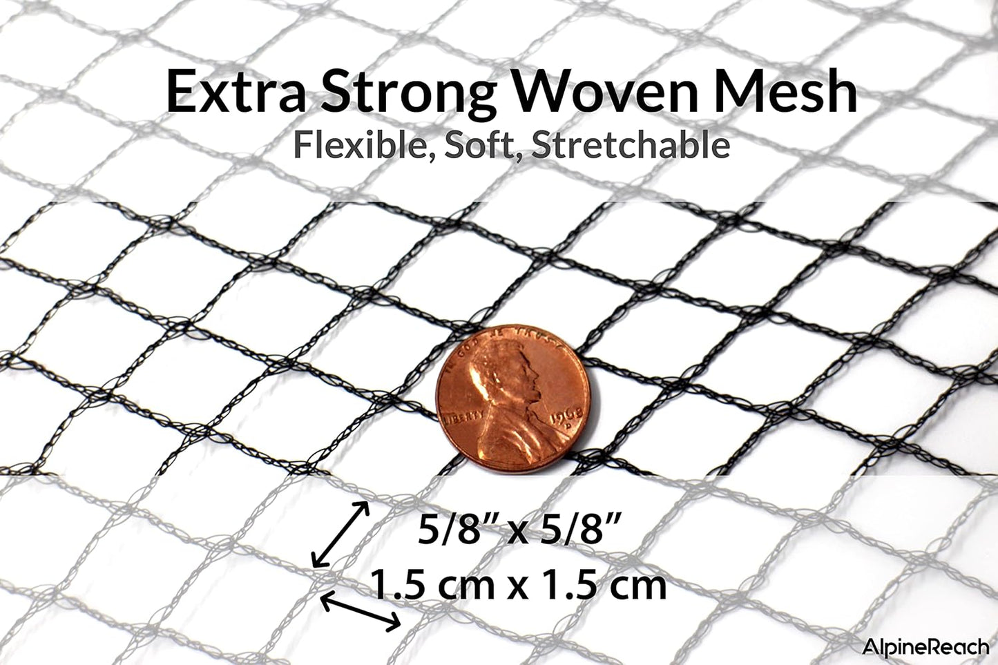 AlpineReach Garden Netting 7.5 x 100 ft Heavy Duty Bird Net, Deer, Plant Protection Extra Strong Woven Mesh, Reusable Kit with Zip Ties, Animal Fencing for Fruits Trees, Black