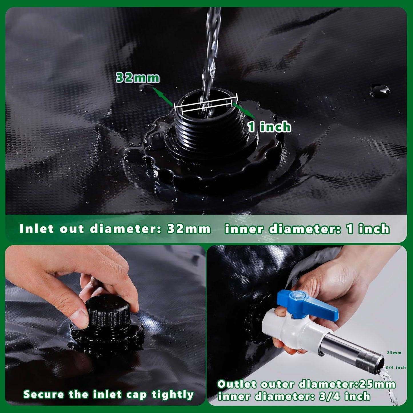 MXQMKL 330 L/87.1 gal Water Bladder Storage Containers, Foldable Portable Water Tank Large Capacity Soft Water Bag, Drought Resistance, Fire Prevention, Emergency Water