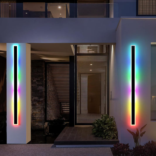 Modern Outdoor Wall Lights, 2 Pack Long Wall Sconce, Lighting Fixtures Long Wall Light 24w Waterproof Ip65 Black Exterior Sconce Led Linear Light for Garage, Patio (2pack-black, 60inch)