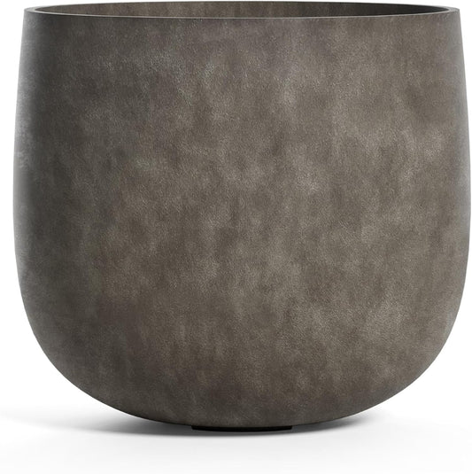 Mondo Large Planter – River Stone Finish – Fiberglass Indoor/Outdoor and Weather-Resistant Round Planter (26" D x 24" H Exterior, 24.6" D x 24" H Interior)