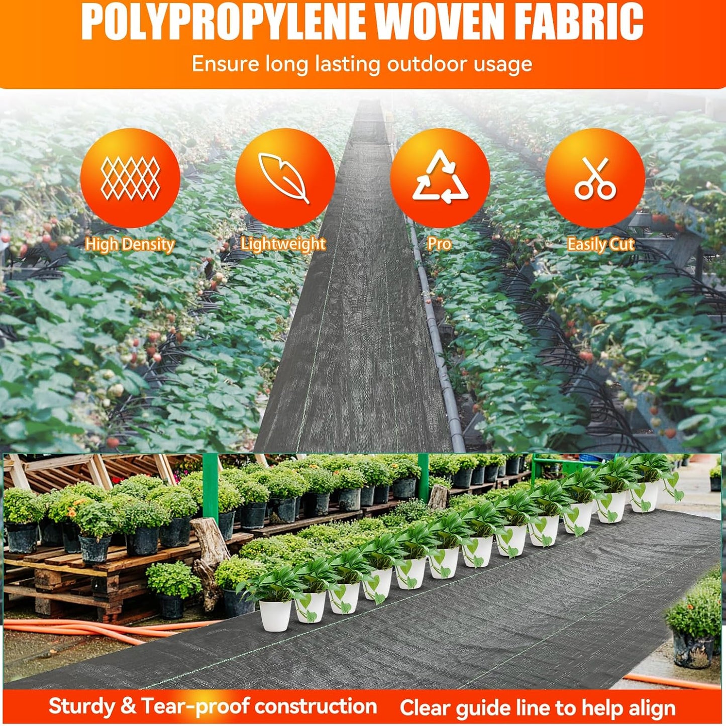 LIUJIAYI 2.4oz-2 Pack 3FTx50FT + 20 Pegs Weed Barrier Landscape Fabric - Durable Weed Block Ground Cover Mat, Woven Geotextile for Underlayment, Commercial Driveway Stabilization, Weed Control Cloth