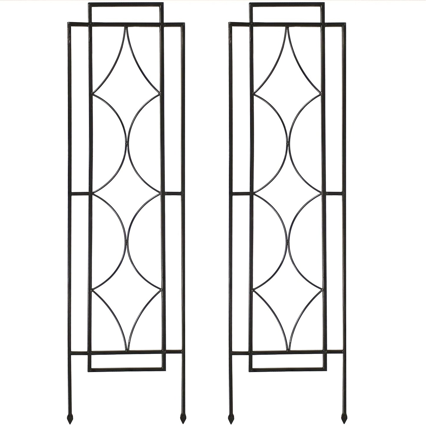 Sunnydaze 2-Piece Chic Diamonds Garden Trellis for Climbing Plants - Outdoor Decorative Metal Flower Trellis - 48-Inch Tall - Black
