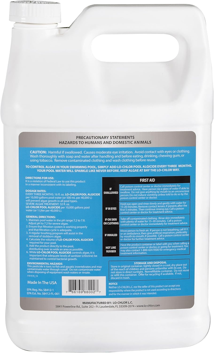 Pool Algaecide for Swimming Pools -Single Treatment Lasts 3 Months, Effective Algaecide for Pool with Unique Organo-Copper Complex - Black, Mustard, and Green Algae Killer for Pools (128 Oz)