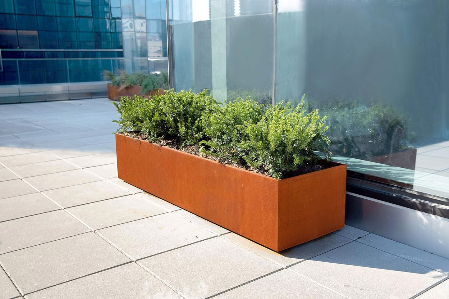 Large Rectangular Planter for Outdoor Plants – 36-Inch Corten Steel Planter Box | Heavy Duty Metal, Modern Rustic Finish | Made in USA, Fully Assembled