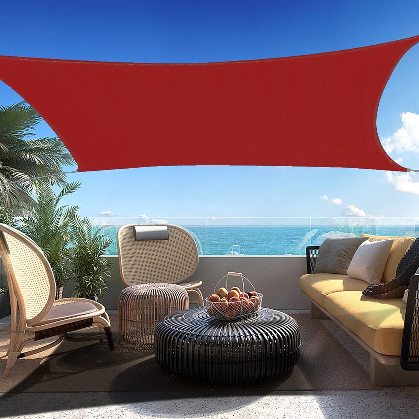 9' x 14' Red Rectangle Sun Shade Sail SSP1212 Canopy Durable Fabric UV Block Awning,We Make Custom Orders