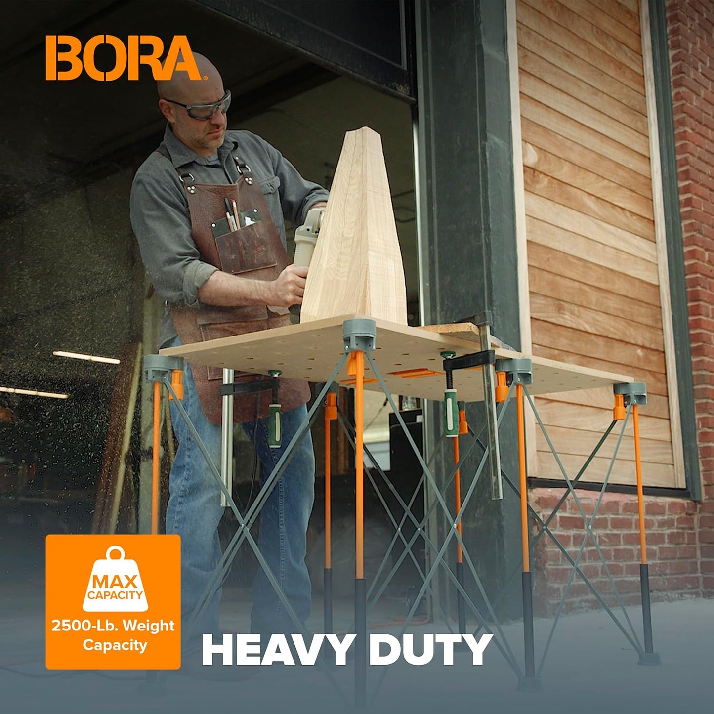 Bora Centipede 2 ft. L x 4 ft. W x 2.5 ft. H Folding Work Table Steel 1500 lb. capacity Gray/Yellow