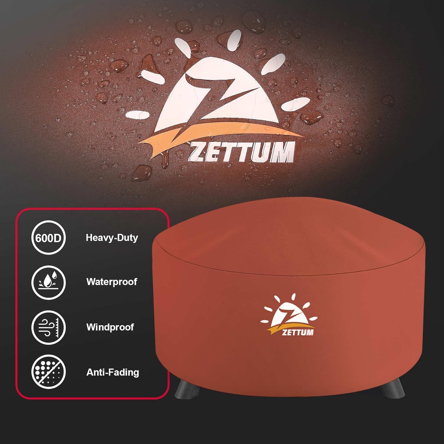 Fire Pit Cover Round 28 Inch - Outdoor Firepit Cover Heavy Duty & Waterproof, 600D Patio Fire Table Covers Gas Fire Pit Accessories Fit 27" Solo Stove Yukon Series Firepit - 28 x 28 x 16 Inch