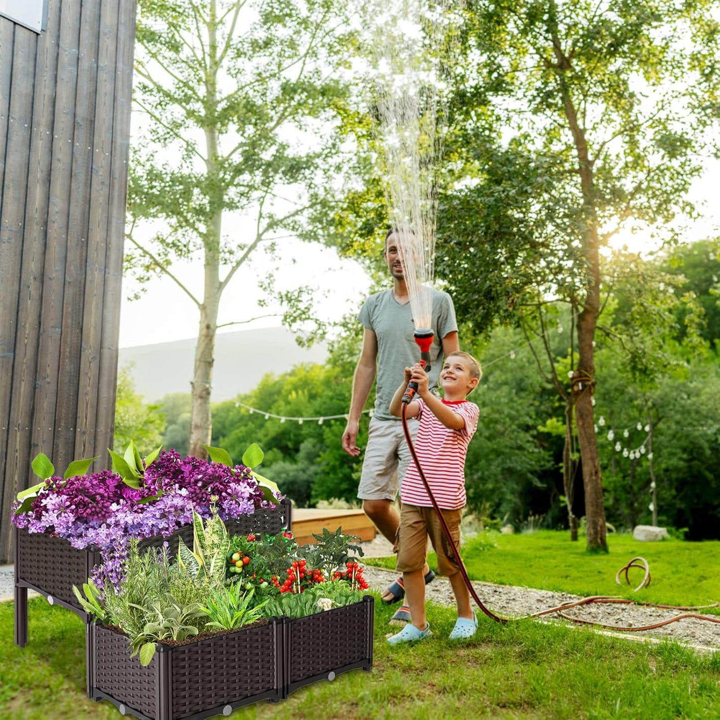 Raised Garden Bed with Legs Planters for Large planters Outdoor Plants Elevated Plastic Garden Planter Boxes Plant pots for Patio Backyard Porch Deck to Planting Flowers Vegetables and Herbs
