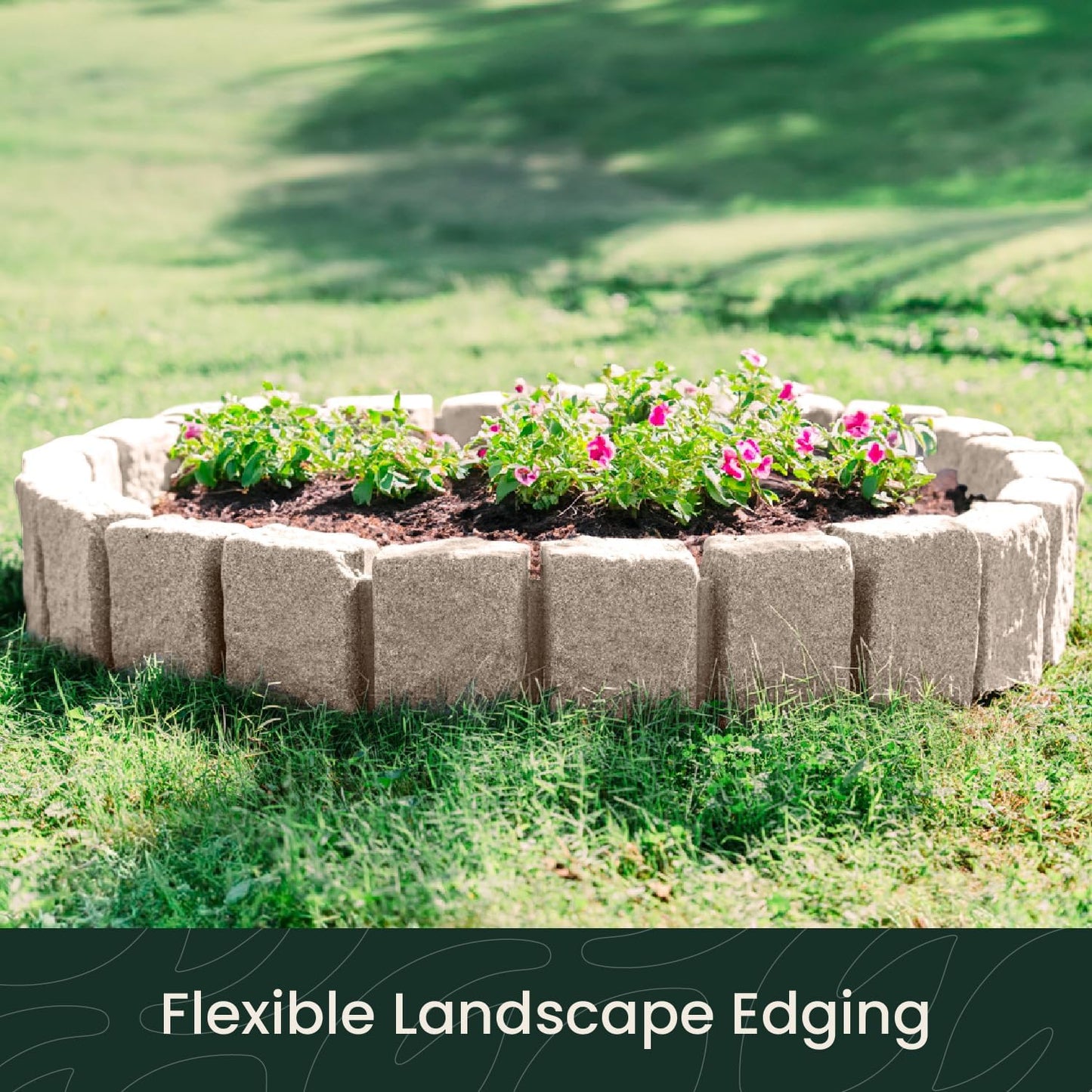 Beuta Landscape Edging | Garden Edging Border | Faux Stone Block XL for Lawn Edging, Flower Beds & Yard Edging – 40 Pack | Each Section Has 6 Blocks 48" L x 4" W x 9.5" H | 120 Spikes | Cobblestone