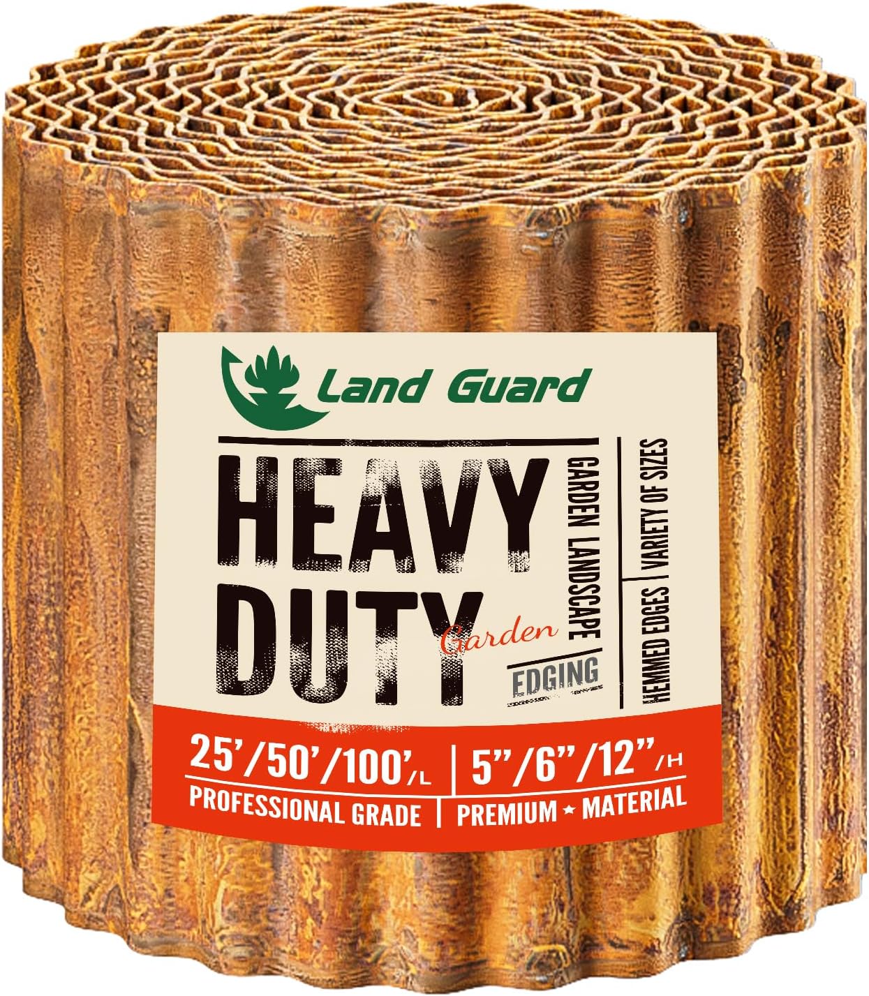 Land Guard Corrugated Garden Edging Border, 6"×25' Landscape Paver Edging, Tall Landscape Edging, Fence for Garden, Flower Bed, Lawn and Landscape Edging (Rusty)