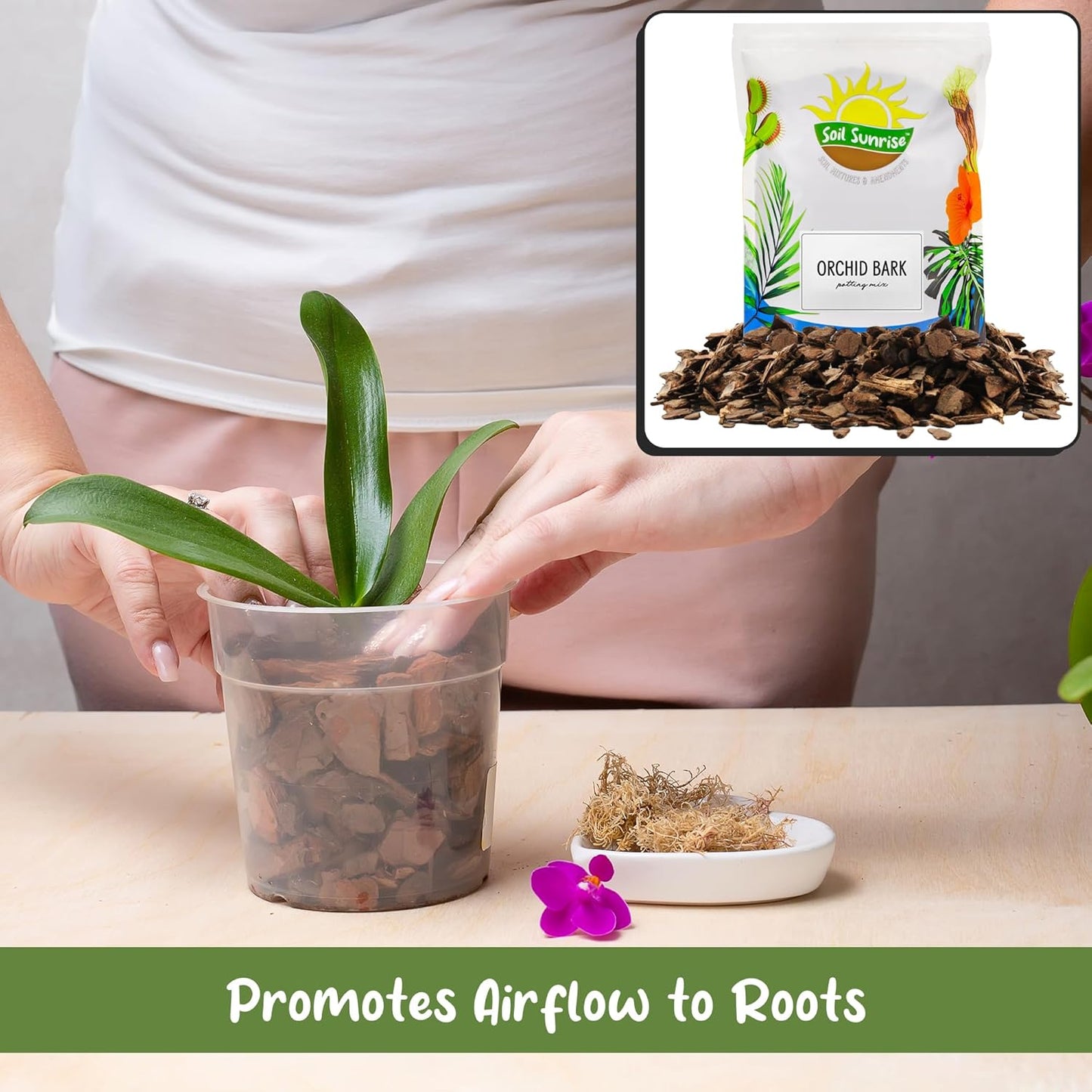 100% Organic Orchid Potting Bark (4 Quarts), All-Natural USA-Sourced Pine Bark Orchid Mix Additive