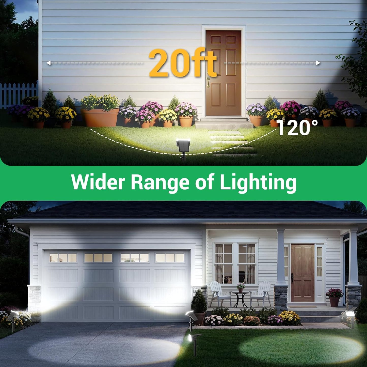Solar Spot Lights Outdoor for Flag, Tree, Sign, Mailbox, Solar Lights Outdoor Waterproof, Bright Landscape Spotlights, Auto ON/Off, Dusk to Dawn Lighting for Yard Patio Garden Pathway, 4 Pack