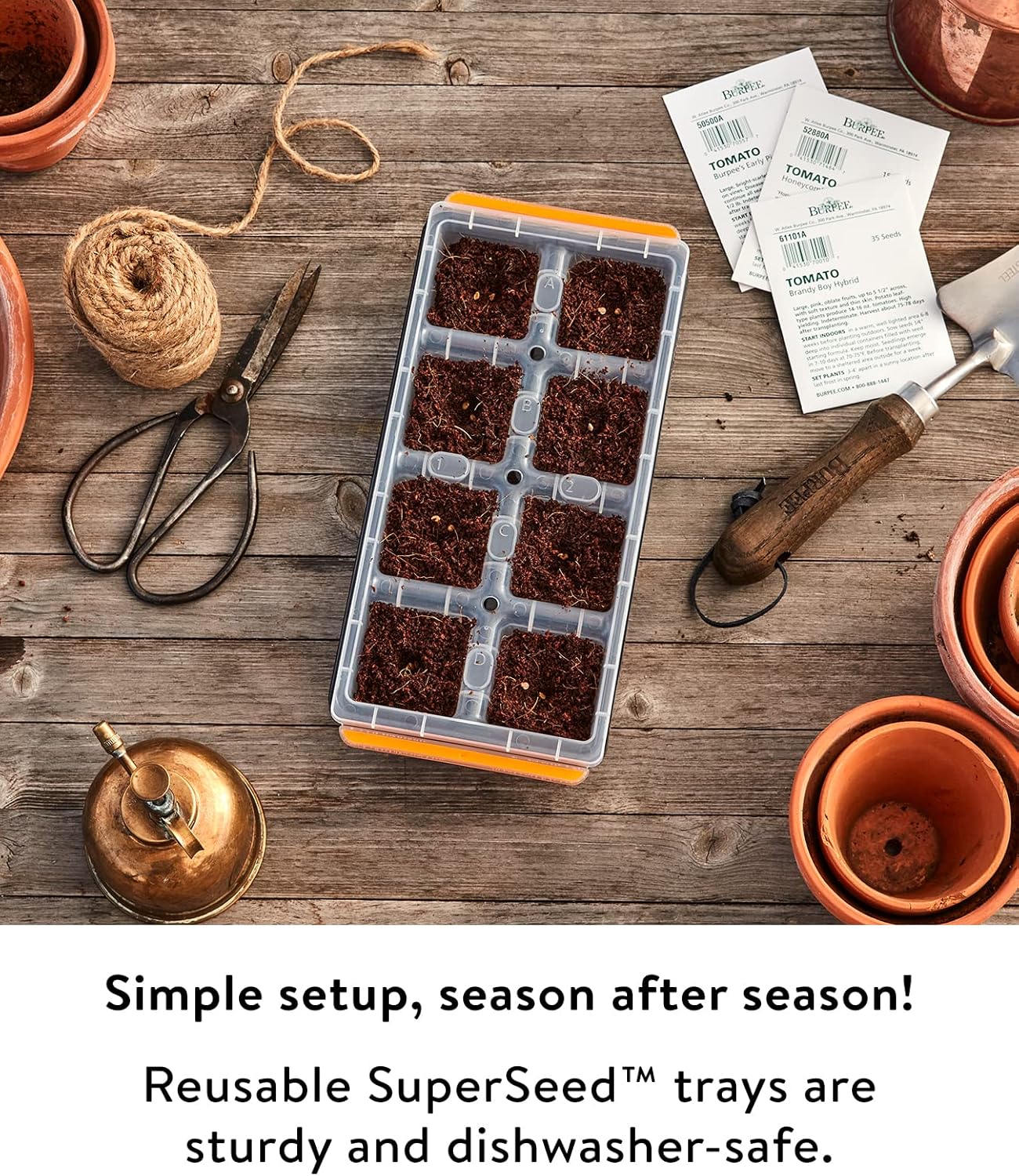 Burpee SuperSeed Windowsill Seed Starting Tray| 8 XL Cell| Seed Starter Tray|Reusable & Dishwasher Safe| for Starting Vegetable Seeds, Flower Seeds & Herb Seeds| Window Garden Seed Starting Kit| Green