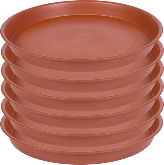6 Pack of 10 inch Plant Saucer, Heavy Duty Plastic Plant Saucer 10" Round, Plant Tray for Pots, Plant Saucers for Indoors, Plant Trays for Planter 8"/9"/10" (10 inch, Terracotta)
