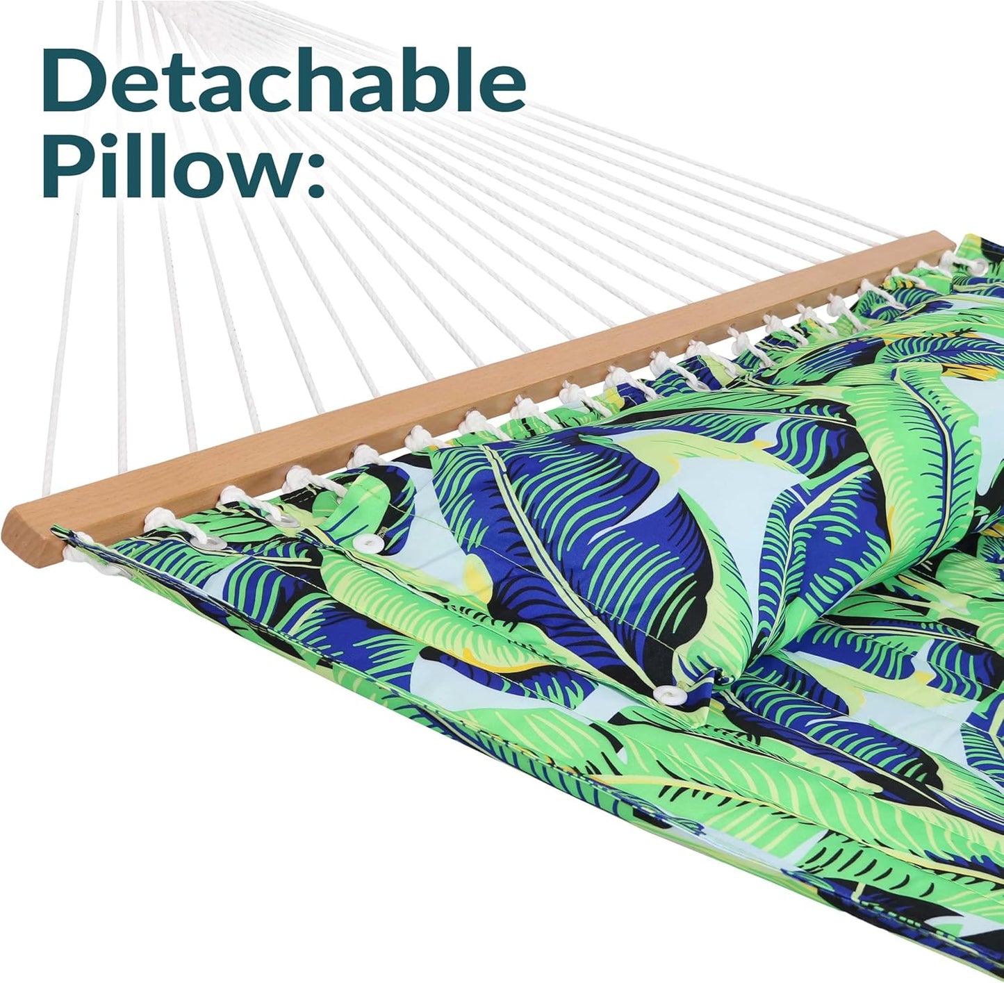 Sunnydaze Quilted Outdoor Hammock with Spreader Bars - Heavy-Duty 450-Pound Capacity Double Hammock for Outside - Exotic Foliage