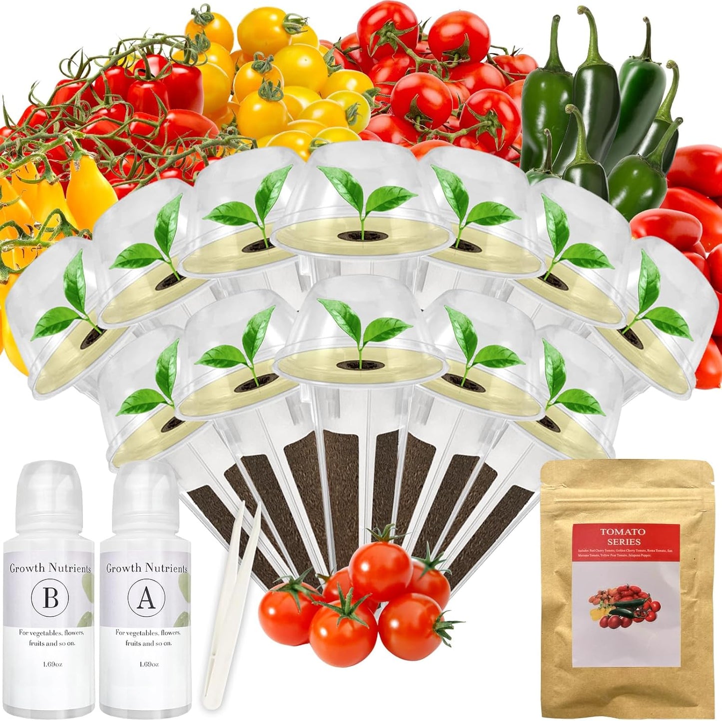 Heirloom Tomato Seed Pod Kit for AeroGarden, iDoo, Ahopegarden, MUFGA with Red Heirloom/Golden Harvest Cherry Tomato, Roma/San Marzano/Yellow Pear Tomato - Compatible with All Hydroponics (12-Pod)