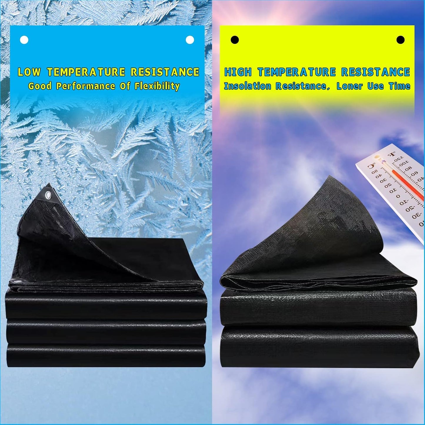 15X20FT Reinforced PE Pond Liner, 28Mil Thickness Pond Liners for Outdoor Ponds, Hemmed Edge with Buttonholes Liners for KOI/Fish, Duck Pond and Waterscape.