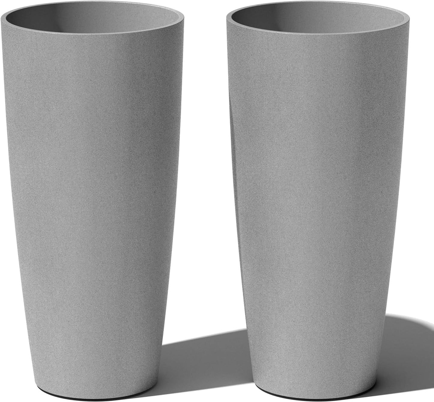 Veradek Mason Series Vega Planter - Round Tall Planter for Indoor or Outdoor Porch/Patio | Made from Plastic-Stone Composite with Drainage Holes | Modern Décor for, Flowers, Interior Plants