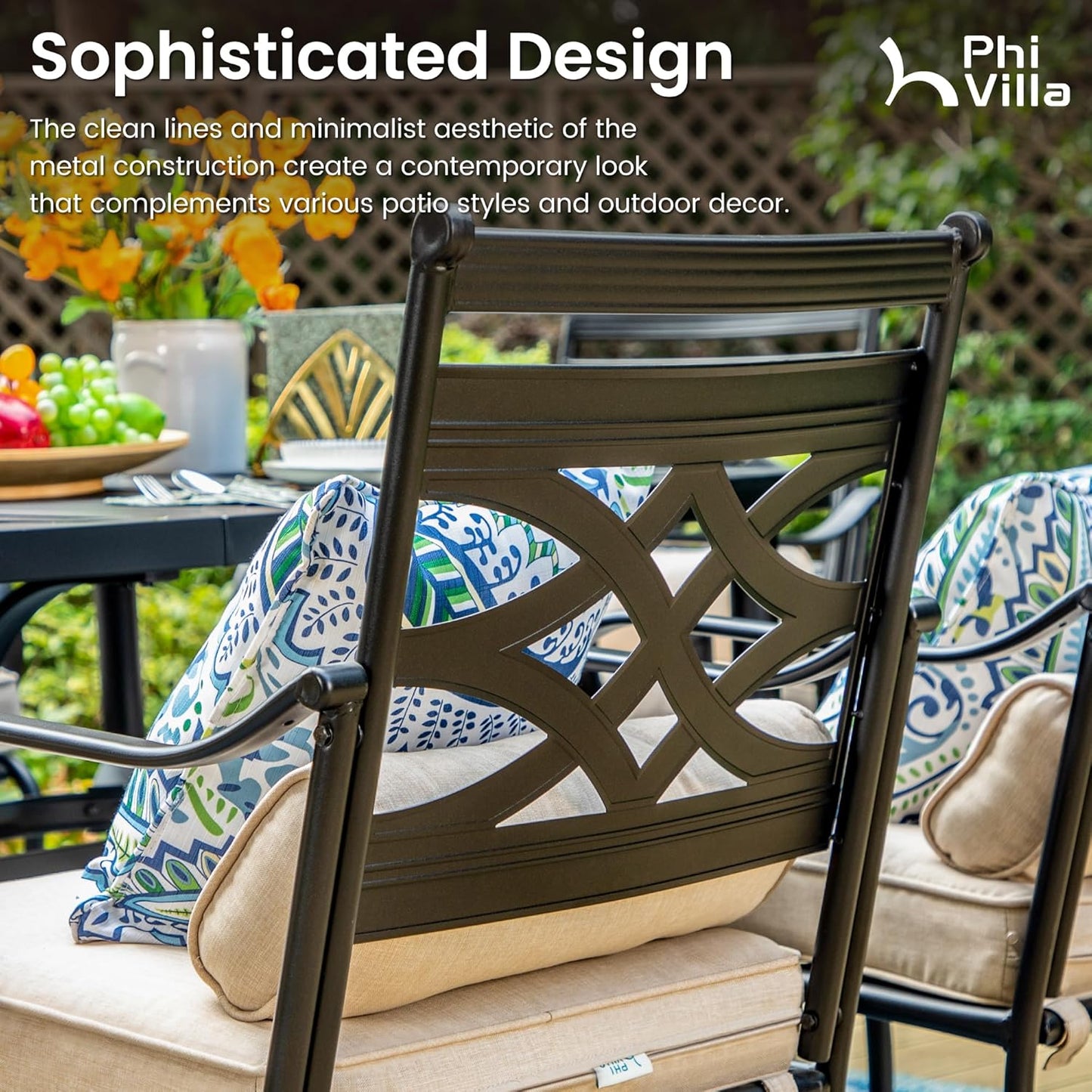PHI VILLA 5 Pieces Patio Bar Set,Outdoor Bar Table and Chairs Set, Strong and Heavy Duty Outdoor Bar Set with Cushion and Pillow，4PCS Swivel Bar Stools with Square Bar Height Table(Style B)