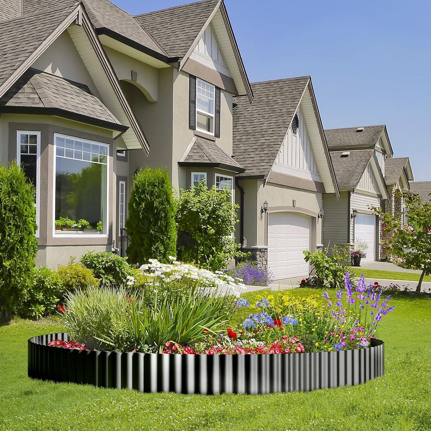 Land Guard Corrugated Garden Edging Border, 12" × 50' Landscape Paver Edging, Tall Landscape Edging, Fence for Garden, Flower Bed, Lawn and Landscape Edging (Black)