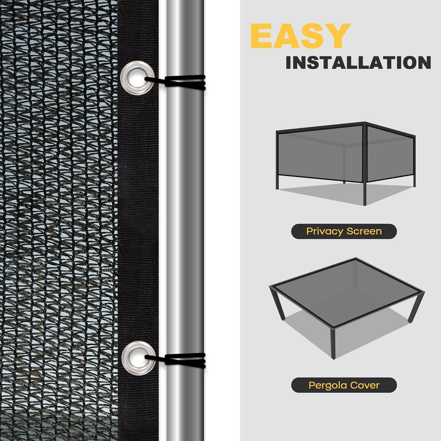 VICLLAX 50% Shade Cloth, 8x23FT Durable Black Mesh Trap with Every 3 FT Grommet, Sun Shade Fabric Netting for for Plants Cover, Greenhouse, Chicken Coop, Barn Kennel, Garden Patio