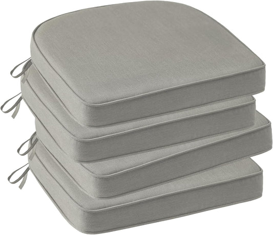 Outdoor Sunbrella Round Corner Seat Cushion, 17"x16"x2", Set of 4, Non Slip Seat Cushion Pads with Removable Cover for Patio Furniture, Garden Yard Lawn, Specrtum Pebble