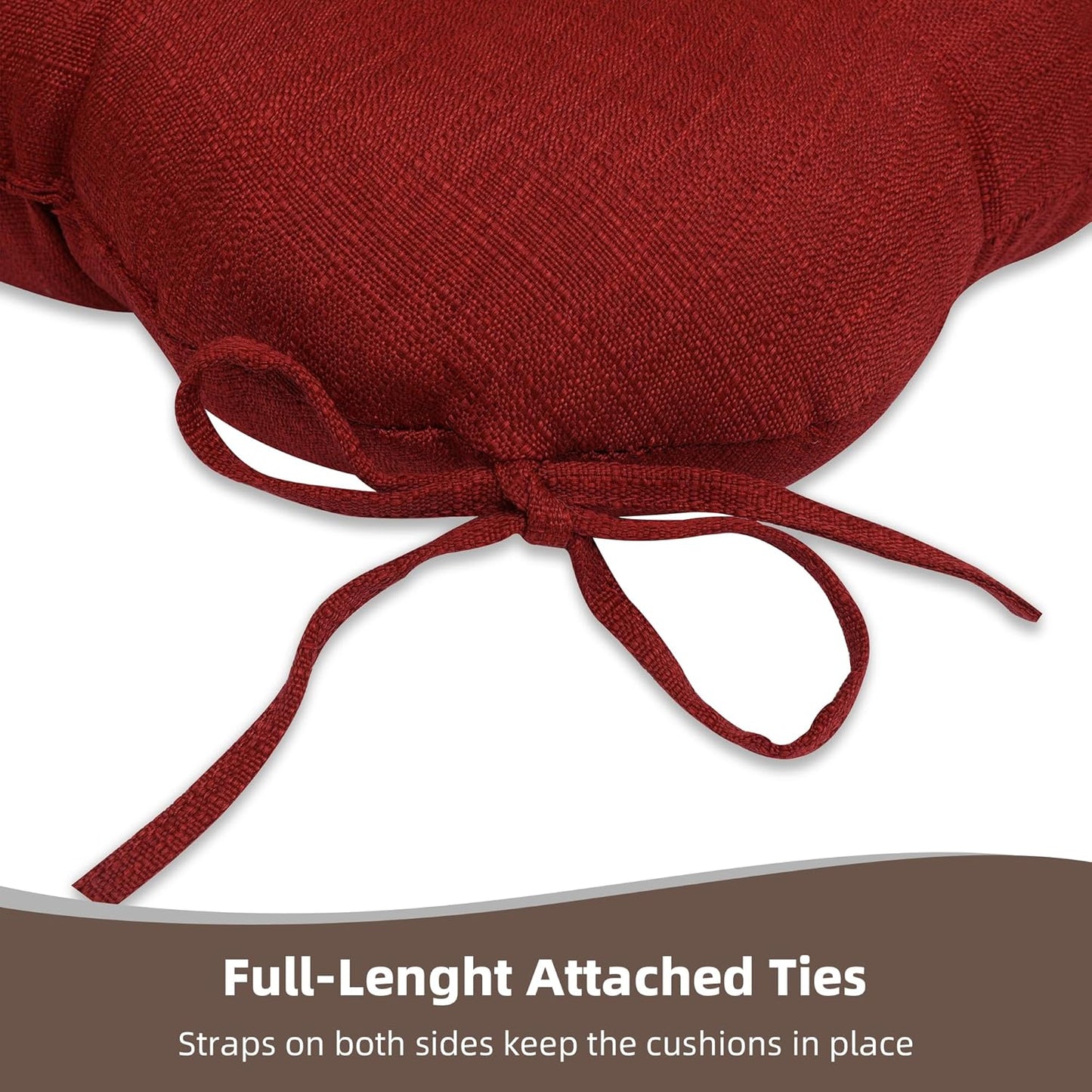 RACE LEAF Patio Chair Cushions 19x19 4 Pack, Thickened Outdoor Seat Cushions Water Resistant Stain Resistant Non-Slip Ties (Red)