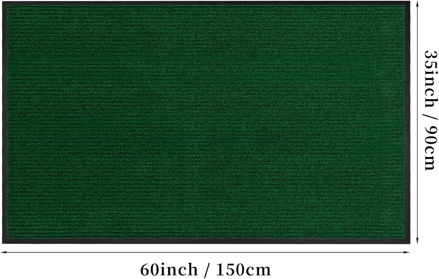 Profile Rubber Door Mat, 60x35inch, Heavy Duty, Entrance Doormat, Indoor and Outdoor, Waterproof, Easy Clean Shoe Scraper, Home Rug Welcome Mats for Entryway, Patio, Porch, Green