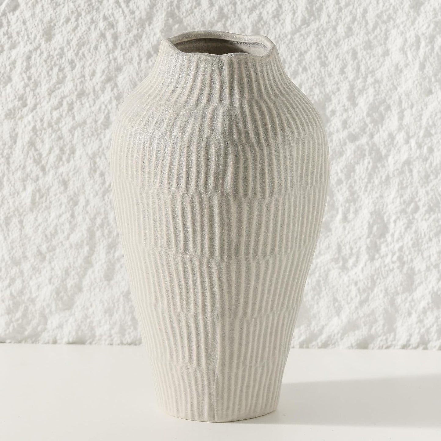 Ceramic Vase for Home Decor,11.6 Inch Flower Vases,Decorative Blue Vase for Pampas Grass,Modern Art Texture Vases for Home Entryway Living Room Dining Table Farmhouse Office Decor(Grey)
