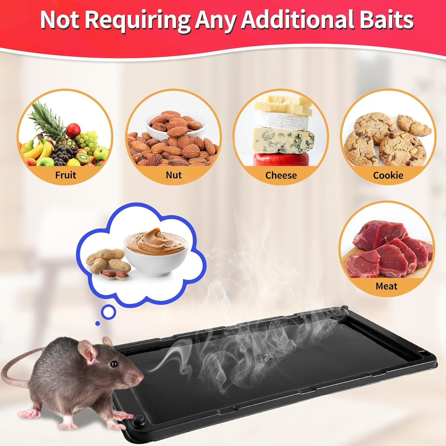 LULUCATCH Mouse Traps Indoor for Home 10 Pack, Bulk Sticky Traps with Peanut Butter Scent, Non-Toxic Rat Trap & Insect Catcher for Garage, Warehouse, Glue Board for Mice, Lizard, Cockroach & Spiders