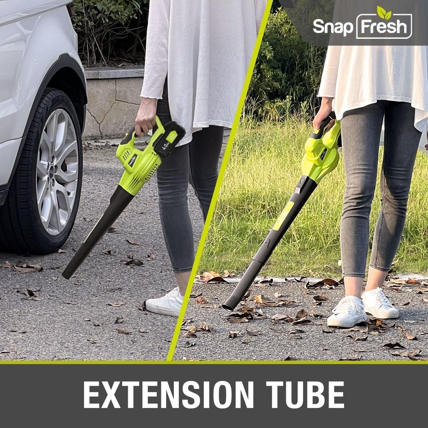 SnapFresh Cordless Leaf Blower, 20V Electric Leaf Blower with 4.0Ah Battery & Fast Charger, 2-Speed Lightweight Battery Leaf Blower for Lawn Care/Patio/Yard/Sidewalk