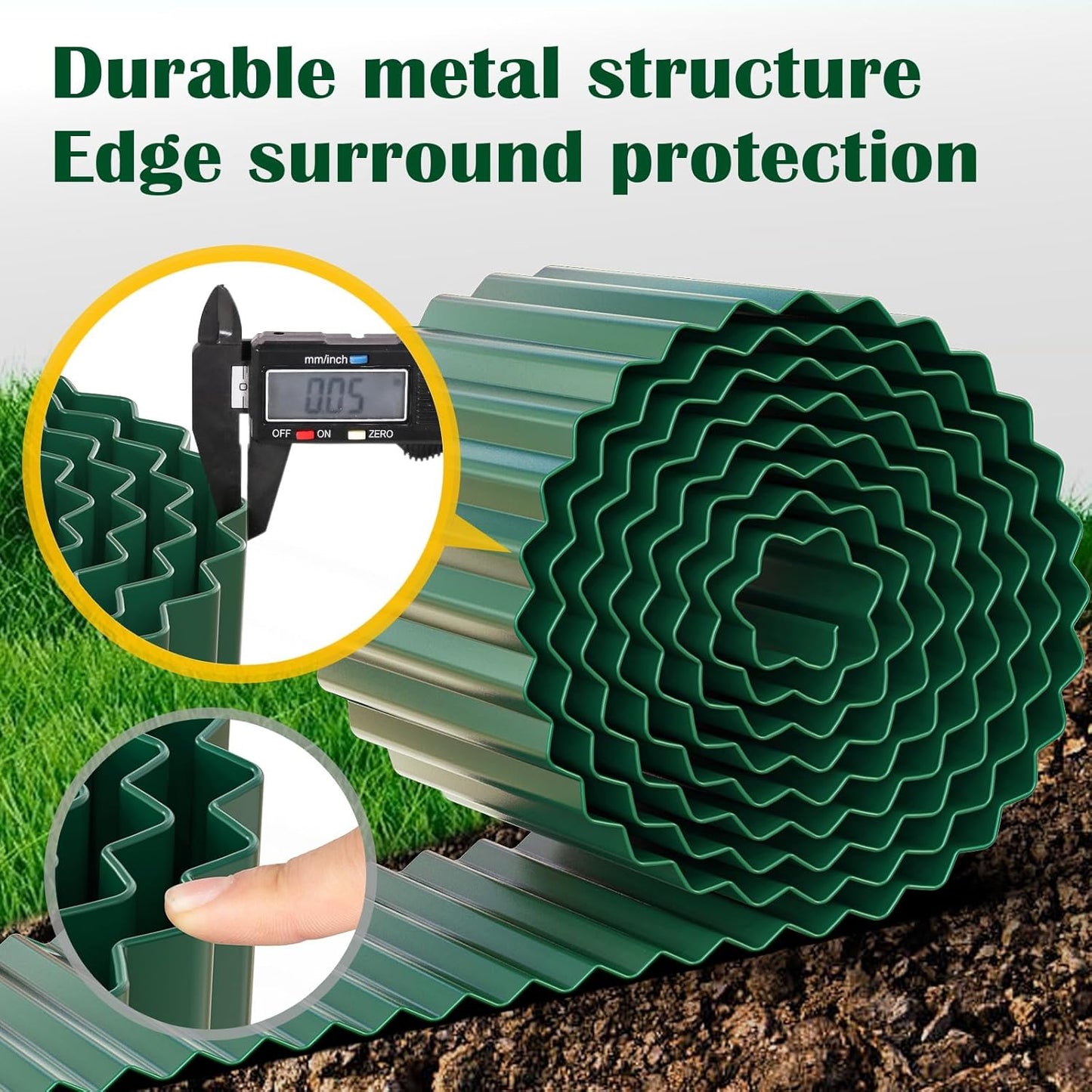 LAVEVE Corrugated Metal Garden Edging 4" x 10Ft, Landscape Edging Border for Lawn, Flower Bed, Garden Fence, Paver Edging (Green)