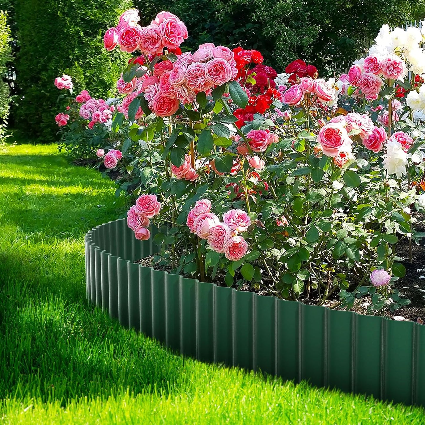LAVEVE Corrugated Metal Garden Edging 6" x 20Ft, Landscape Edging Border for Lawn, Flower Bed, Garden Fence, Paver Edging (Green)