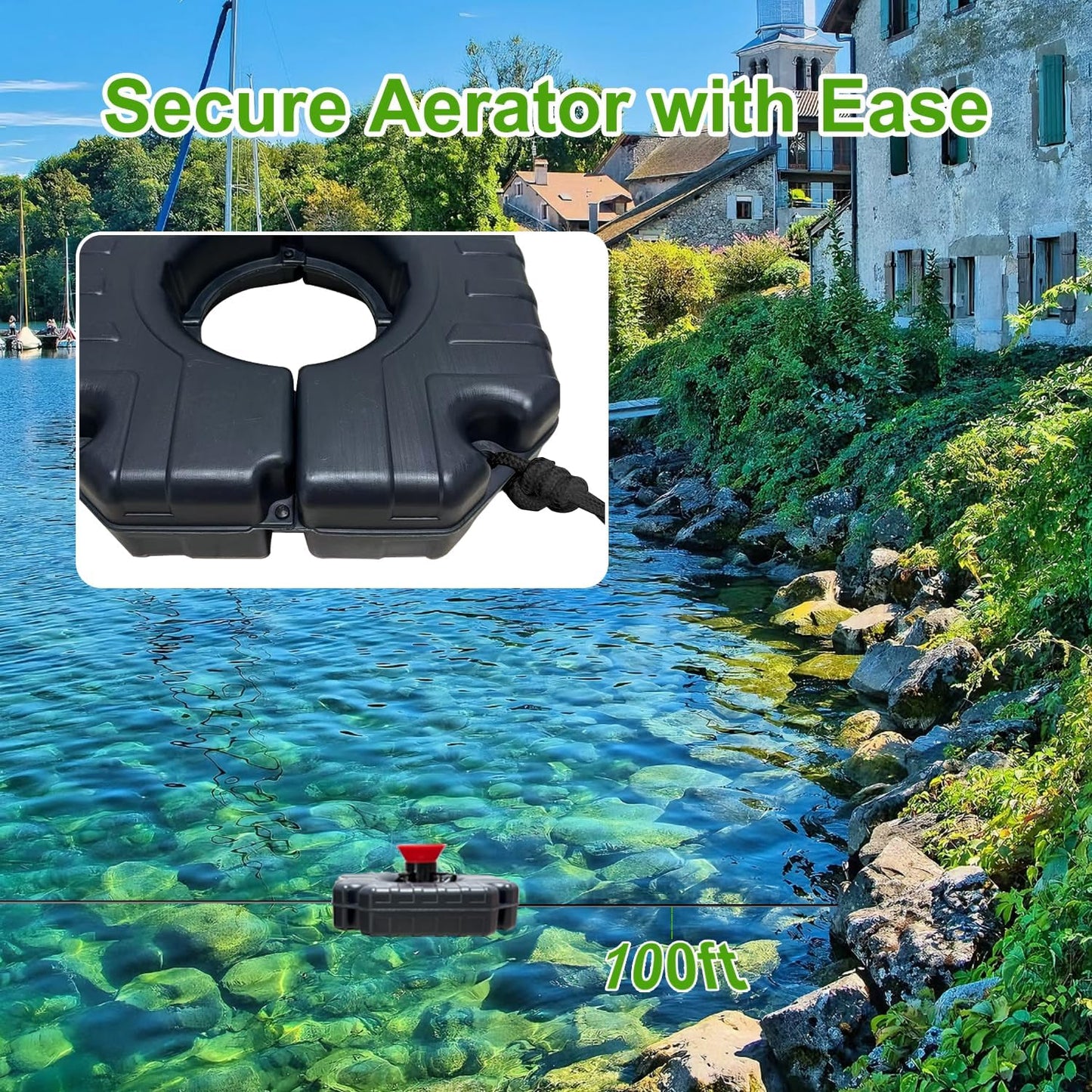Pond Fountain Aerator 750W -Pond Fountain -1HP 15000 GPH Floating Aerator Pump-100ft Power Cord -For Ponds and Lakes 2025 Latest model
