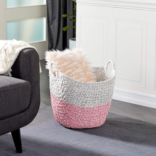 CosmoLiving by Cosmopolitan White Water Hyacinth Storage Basket 19 x 21 x 17