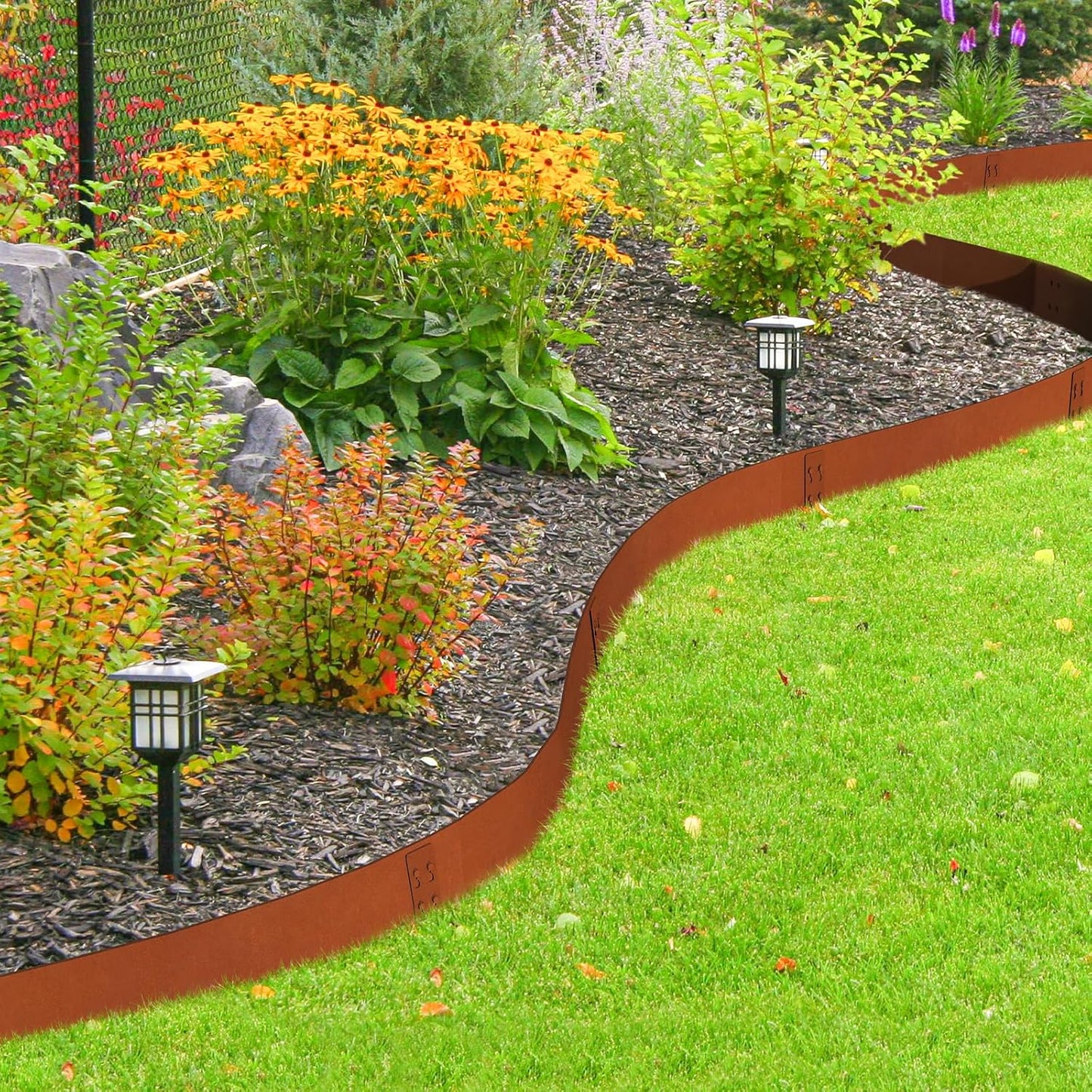 Co-rten Steel Landscape Edging 10" H x 40" L, 6 Pack Heavy Duty Metal Garden Edging, 20Ft Pre-Rustyed Steel Edging, Bendable Metal Edging for Landscaping, Yard, Tree, Flower Bed