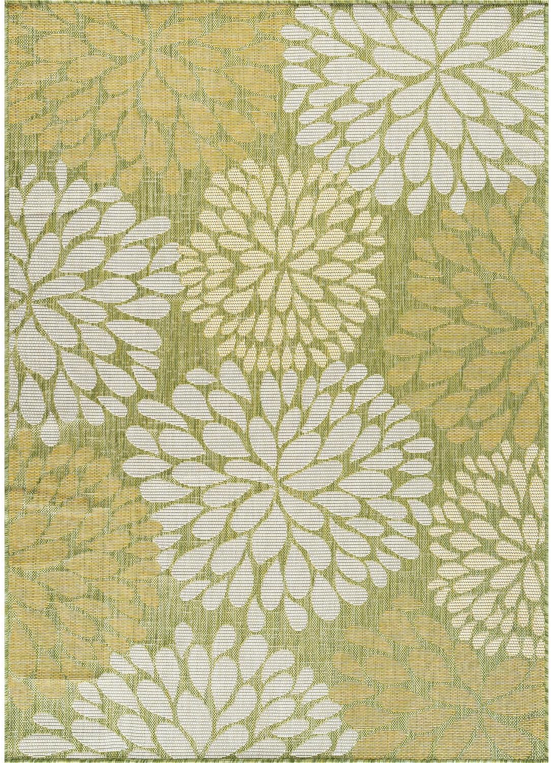Beverly Rug Outdoor Rug 8x10 Modern Exotic Tropical Leaf Area Rugs for Indoor and Outdoor Patio Deck Porch Garden Water Resistant Washable Outside Carpet (8 x 10 Green)