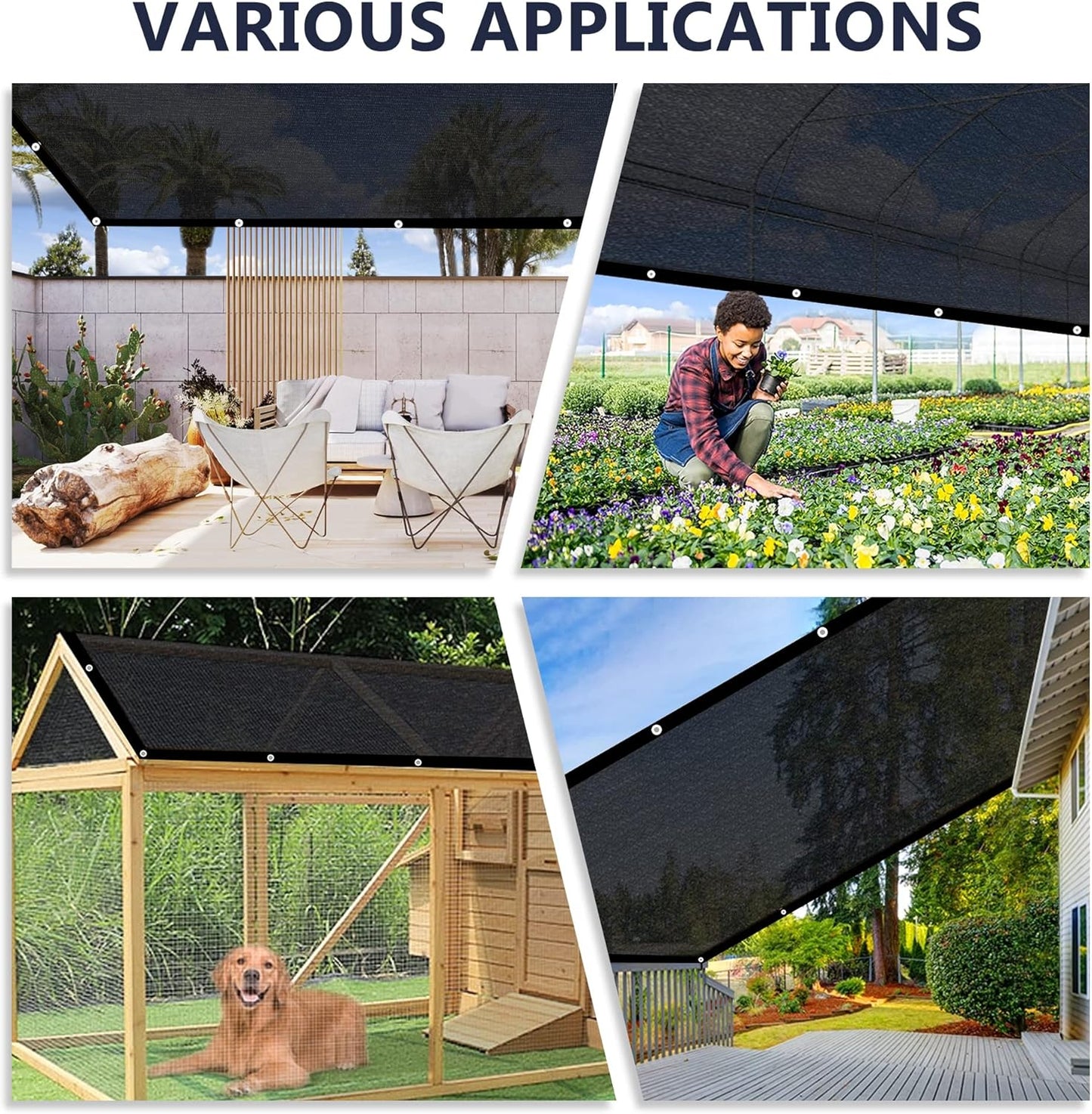 VICLLAX 50% Shade Cloth, 3x20FT Durable Black Mesh Trap with Every 3 FT Grommet, Sun Shade Fabric Netting for for Plants Cover, Greenhouse, Chicken Coop, Barn Kennel, Garden Patio