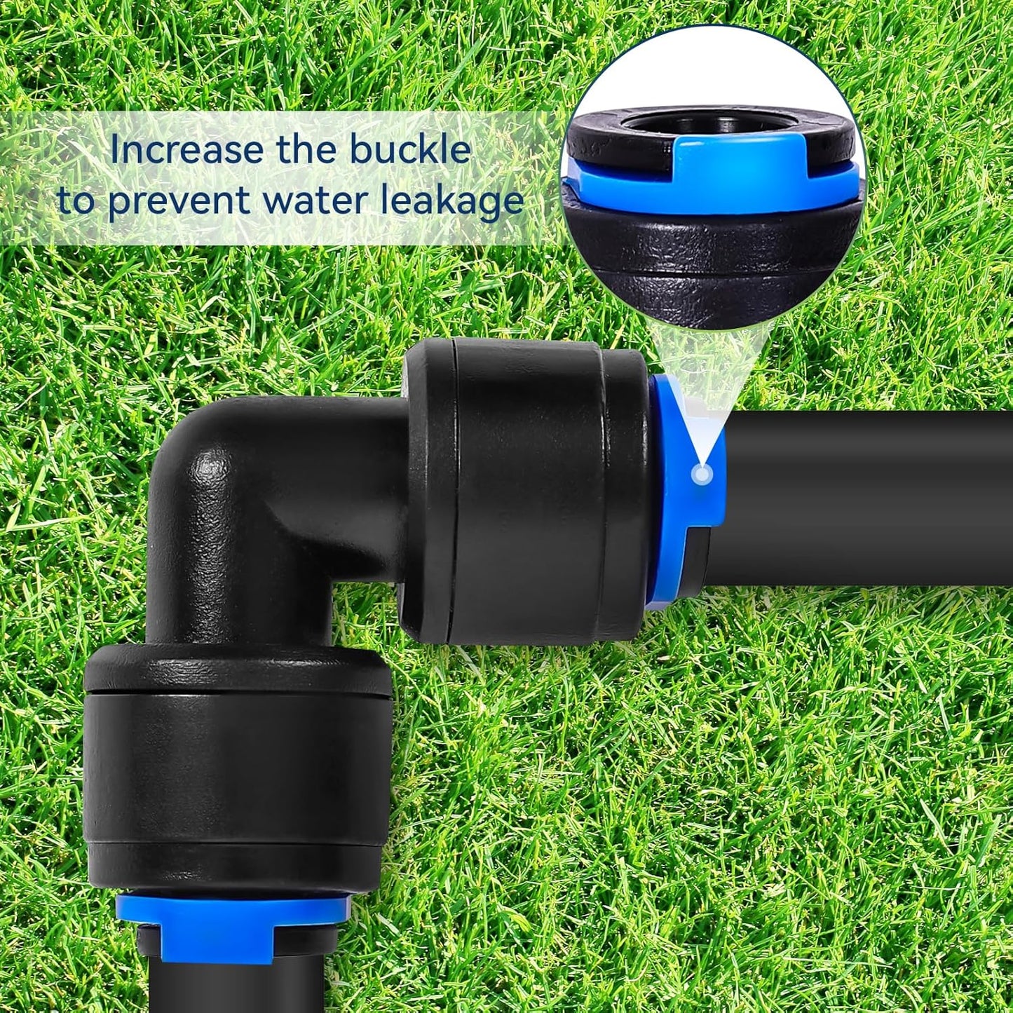 20 Pack 1/4" Universal 90 Degree Elbow Fitting, Quick Connect Universal Drip Irrigation Tubing Coupling Valve, Connector Locking Fitting for Sprinkler or Drip Irrigation System