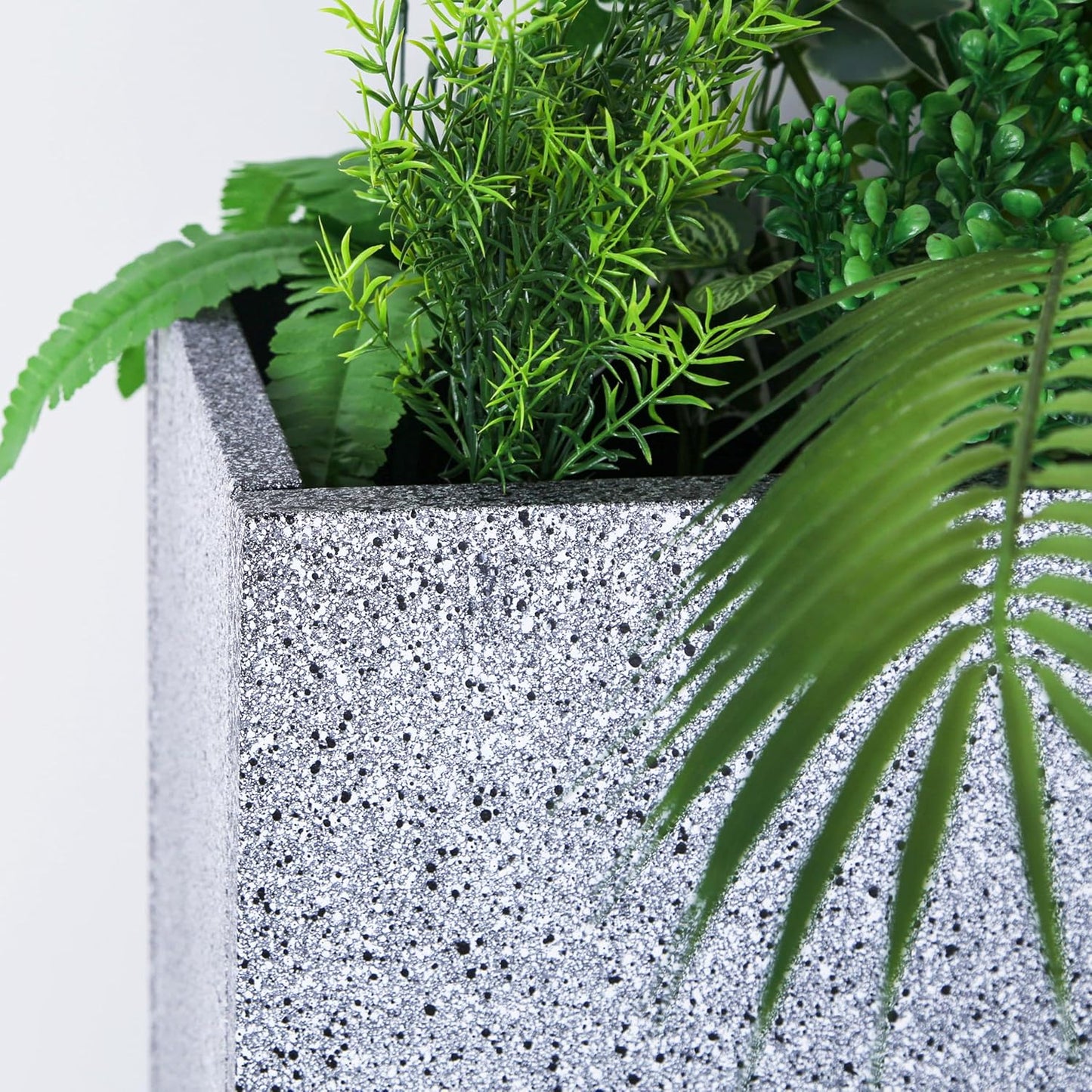 Metal Rectangular Planter Box, Galvanized Steel Tall Planters for Outdoor Plants, 35.5"x 10"x 28" Terrazzo Outdoor Planters for Porch/Patio/Garden