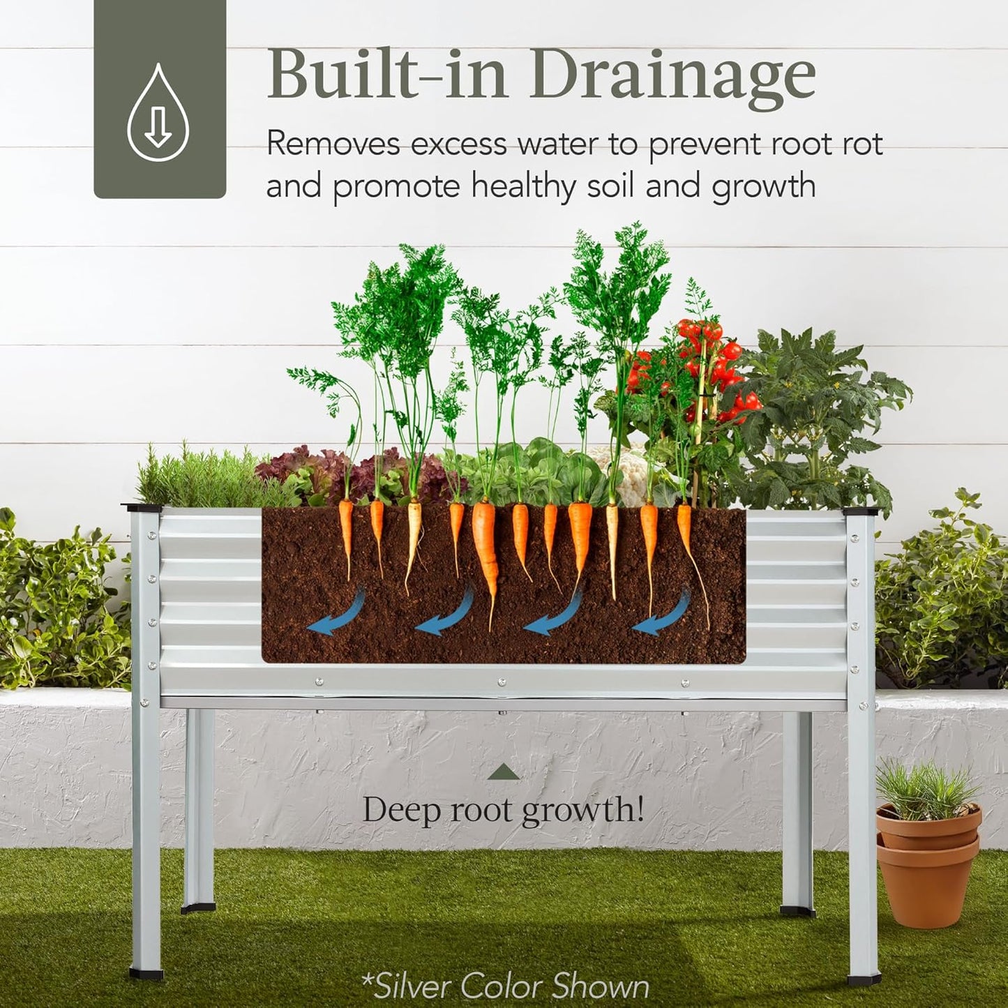 Best Choice Products 48x24x30in Galvanized Raised Garden Bed, Metal Elevated Planter Box, Vegetable Garden for Backyard, Patio, Balcony - Charcoal