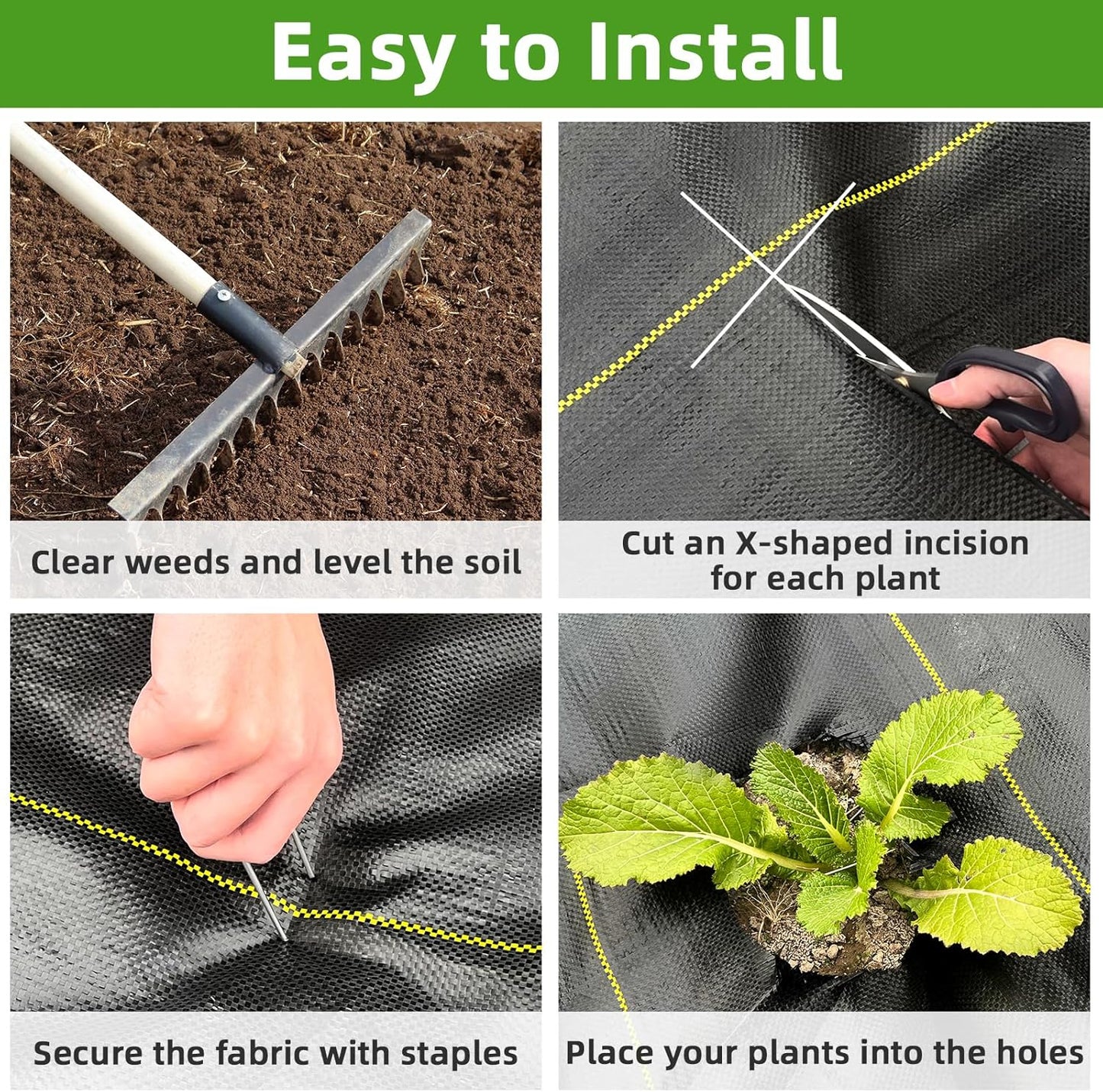 Shade&Beyond 4ftx300ft Weed Barrier Fabric 3.5oz Heavy Duty Landscape Fabric with Superior Permeability Weed Control, Garden Woven Ground Cloth with Staples