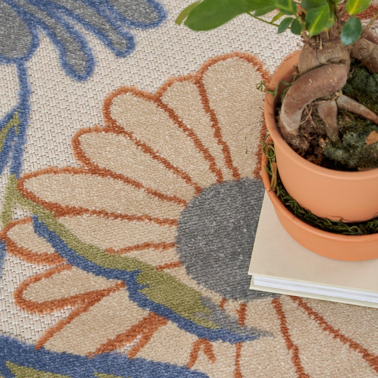 Nourison Home Aloha Beige Multicolor 6' x 9' Area Rug - Easy Cleaning, Non Shedding, Bed Room, Living Room, Dining Room, Kitchen (6' x 9')