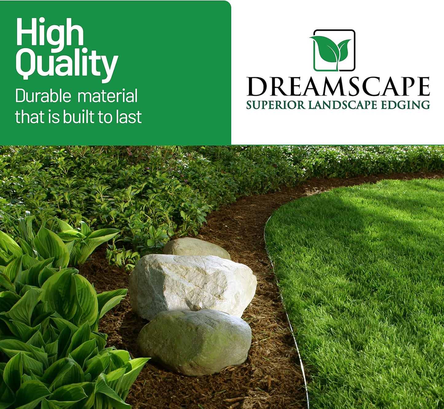 Dreamscape YardEdge Aluminum Landscape Edging - 4 Strips, 6ft Each (24ft Total), Black Duraflex Paint - Professional Quality Landscaping Border, Metal Divider for Lawn, Garden, Flowerbed