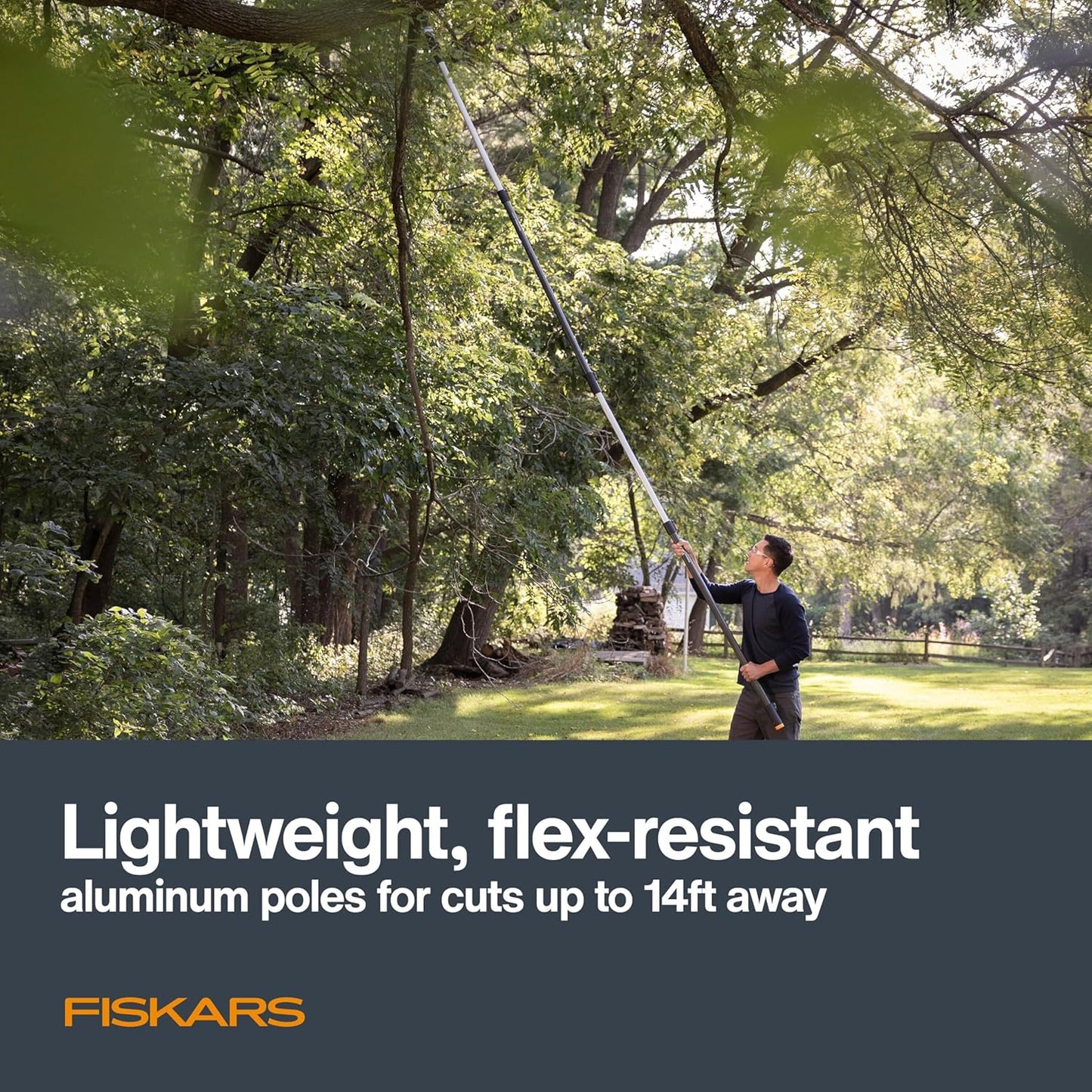 Fiskars XtendControl Extendable Tree Pruner (14 ft), Adjustable Branch Trimmer with 15" X2 Hook Bill Saw, 3-6 ft & 4-8 ft Extension Poles, and Secure Locking System for Precision Cutting