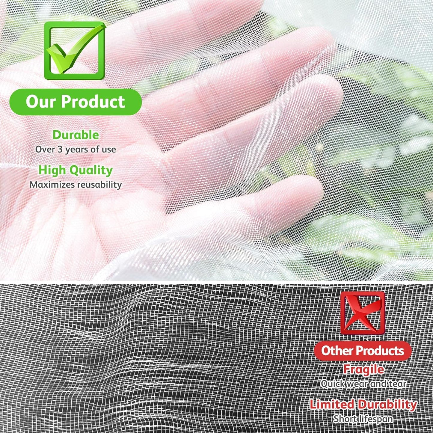 JOJOLEE Garden Blueberry Bush Netting Cover, 4Pcs 4.9 x 3.1FT Insect Bird Nettings with Zipper and Drawstring, Protective Plant Cover Mesh Net Bags for Fruit Trees, Tomatoes, Flowers
