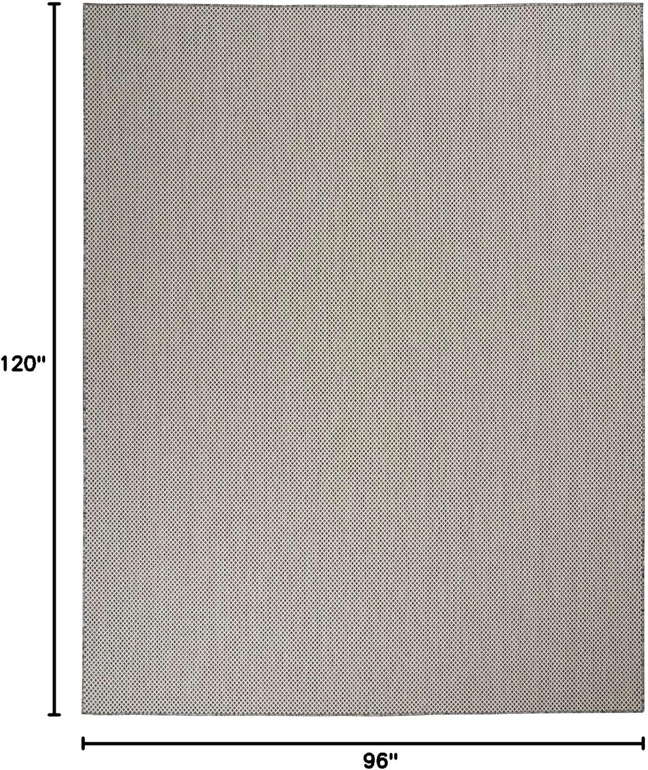 Nourison Home Courtyard 96" x 120" Fabric Indoor/Outdoor Rug in Ivory Charcoal