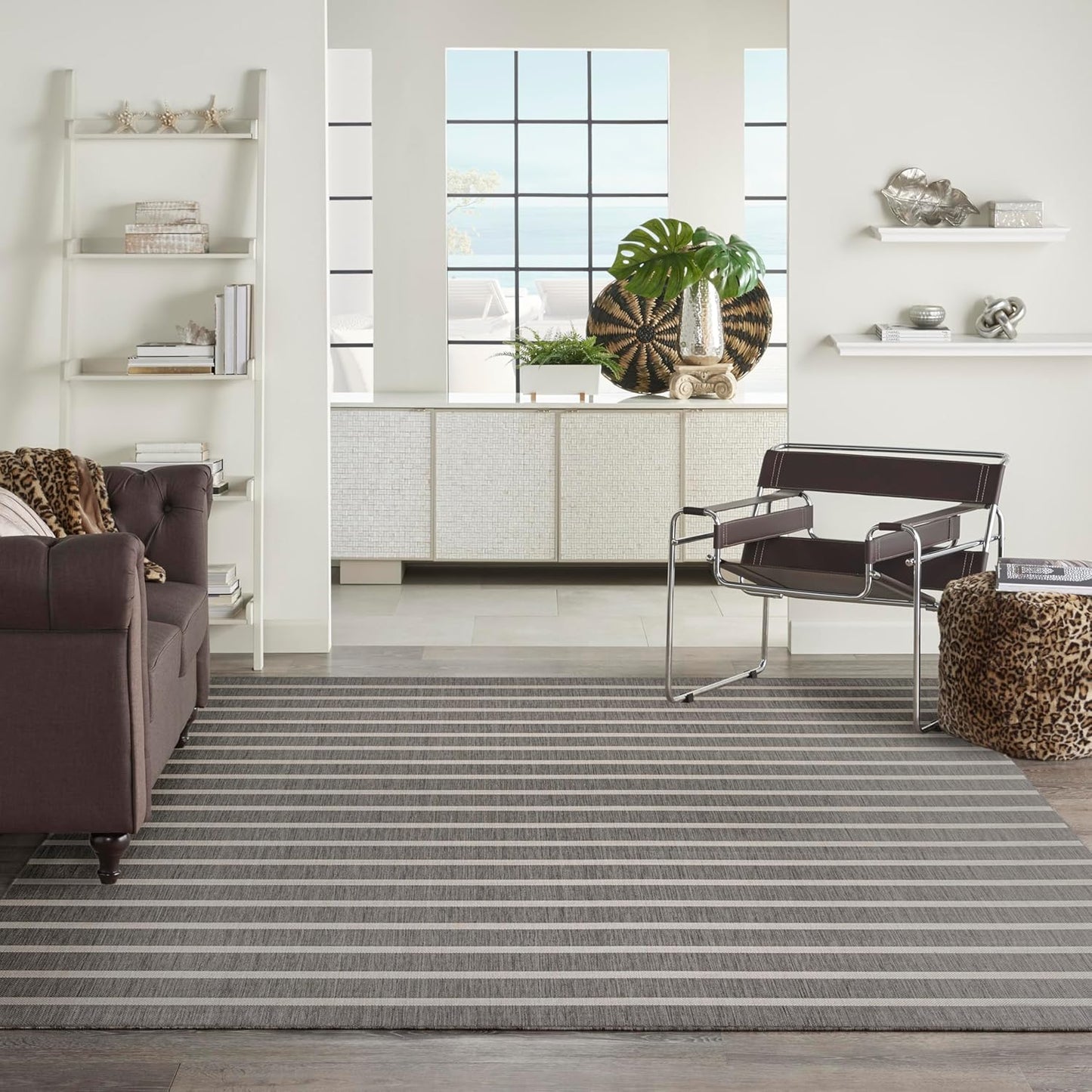 Nourison Home Positano 9' x 12' Charcoal Ivory Area Rug