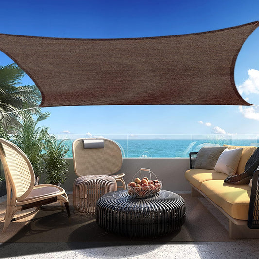 9' x 12' Brown Rectangle Sun Shade Sail SSP1212 Canopy Durable Fabric UV Block Awning,We Make Custom Orders